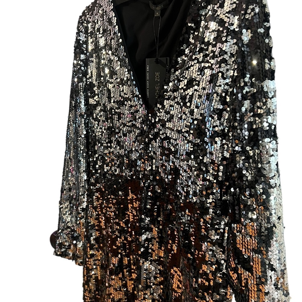 Rachel Zoe Micah Sequin Mini Dress - Size 8- Black and Silver - Brand New! - Picture 4 of 10